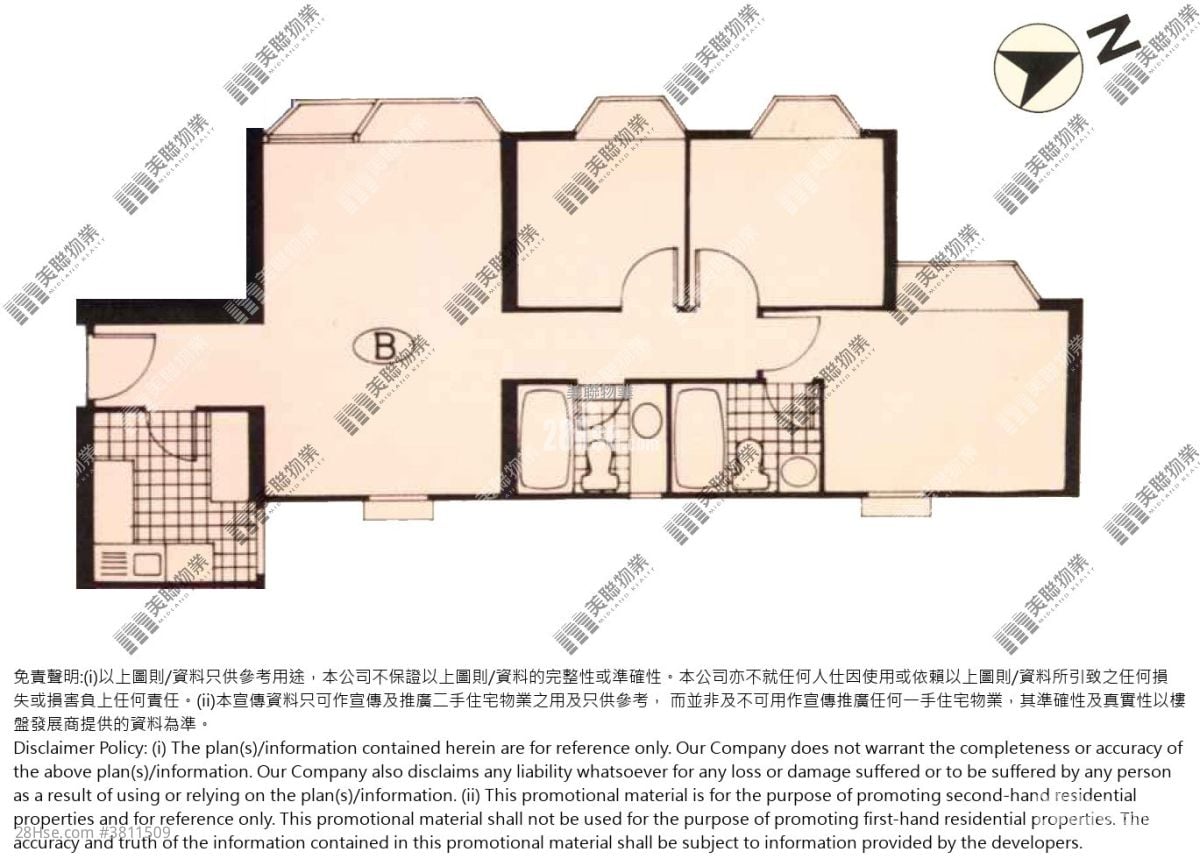 海濱花園 租盤 3 房 , 2 浴室 700 平方呎