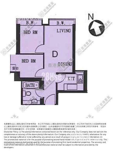 凱帆軒 售盤 2 房 , 1 浴室 431 平方呎