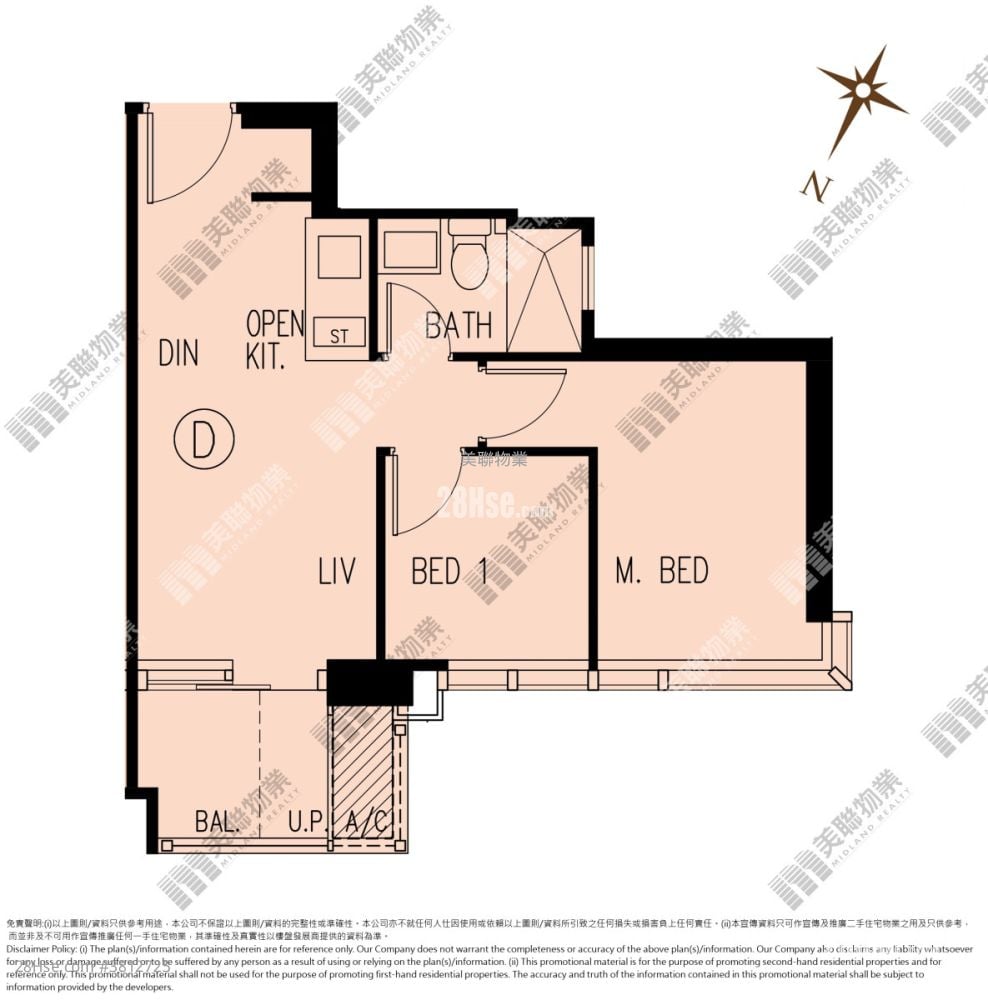 朗天峰 租盘 2 房 , 1 浴室 393 平方尺