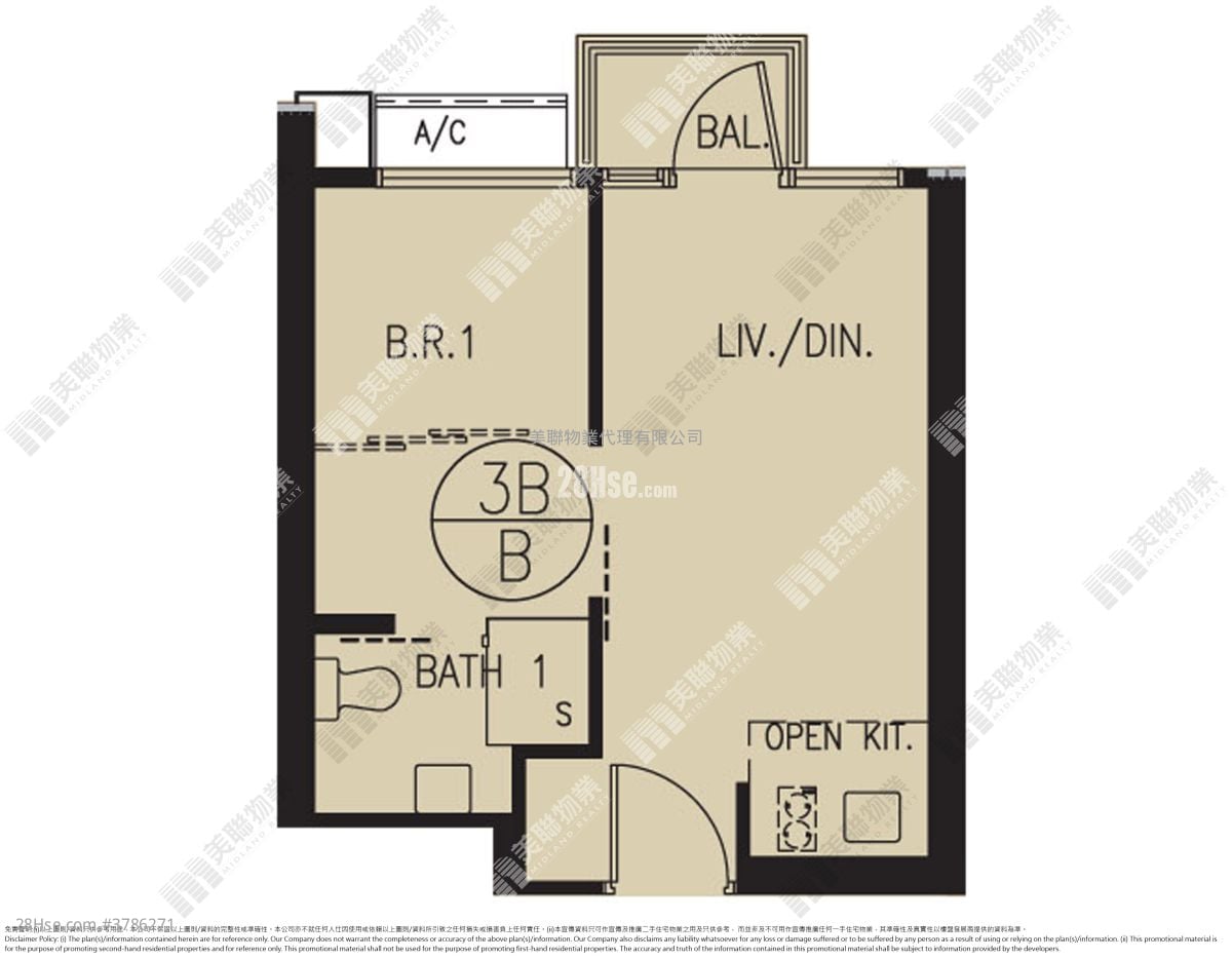 汇玺 租盘 1 房 , 1 浴室 349 平方尺