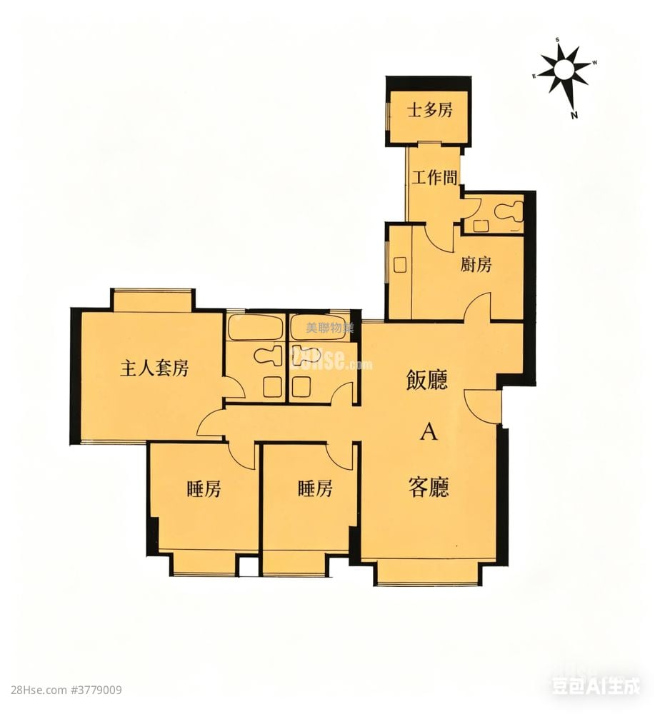 俊贤花园 售盘 3 房 , 2 浴室 899 平方尺