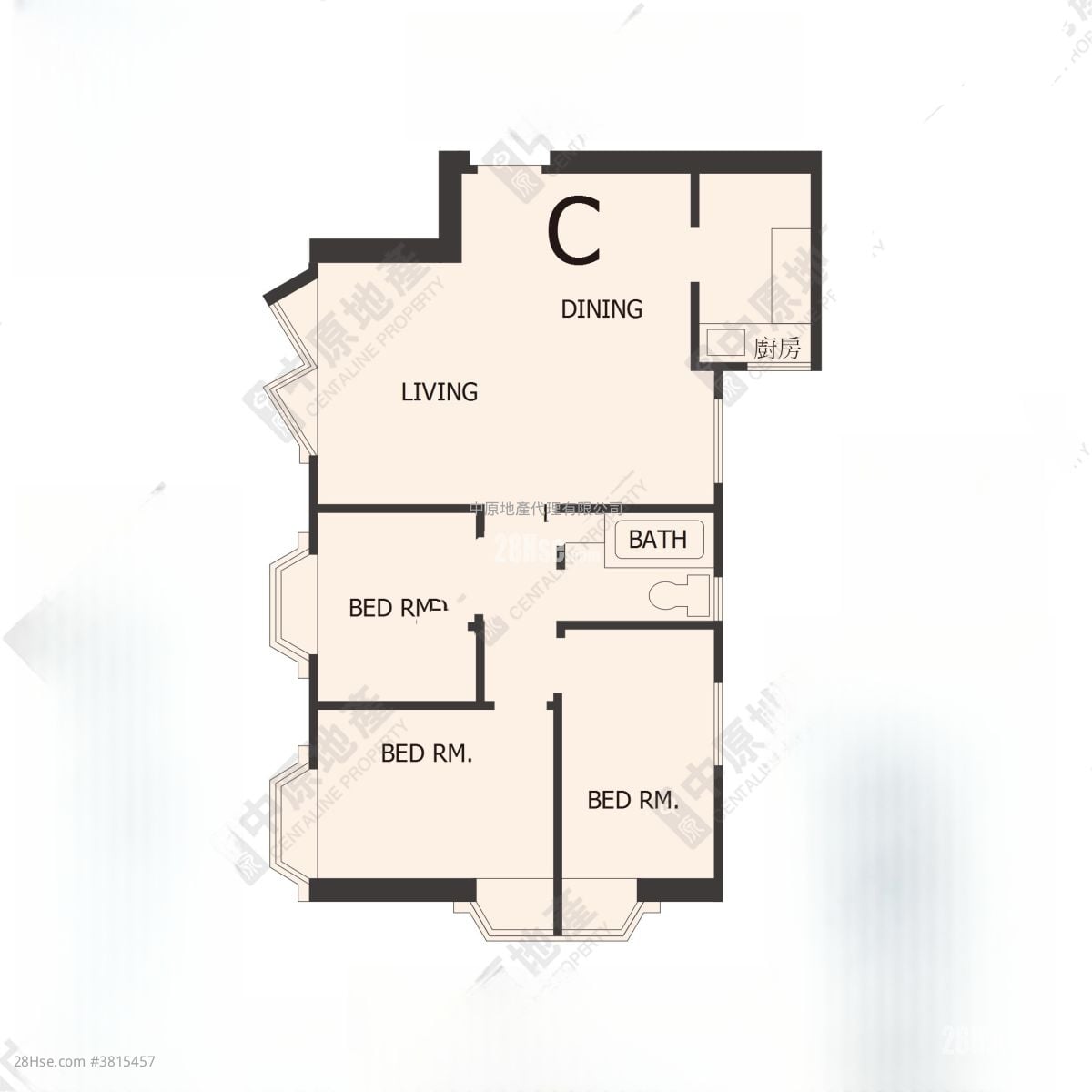 美景花園 售盤 3 房 , 1 浴室 525 平方呎