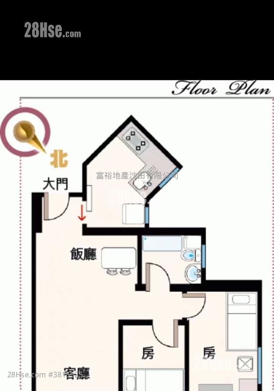 景田苑 租盤 2 房 , 1 浴室 431 平方呎