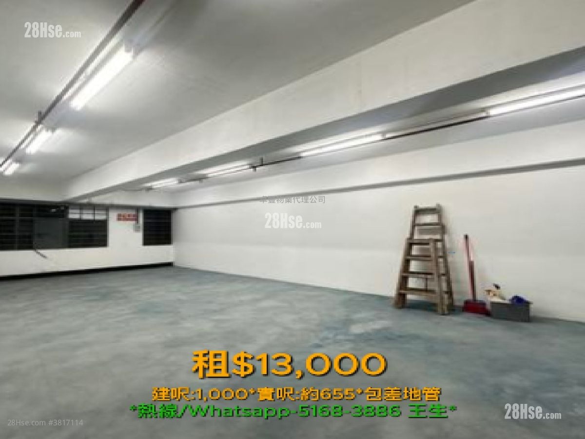 龙翔工业大厦 租盘 开放式间隔 655 平方尺