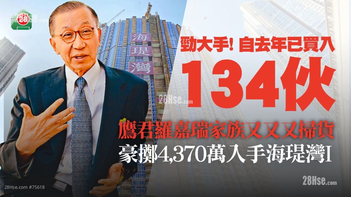 鷹君羅嘉瑞家族又又又掃貨！ 豪擲4,370萬入手新盤海瑅灣I ｜自去年已以 16億買入134伙