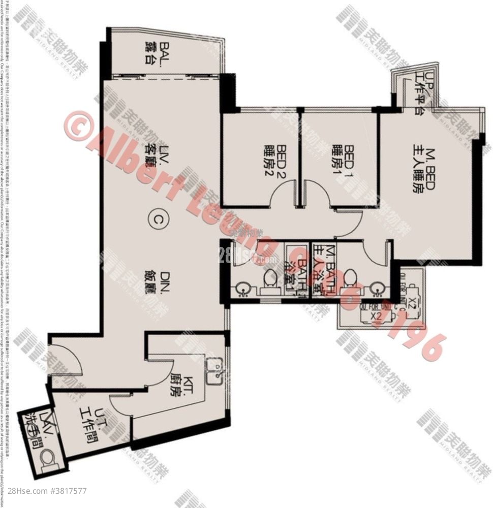 玖珑山 售盘 3 房 , 2 浴室 982 平方尺