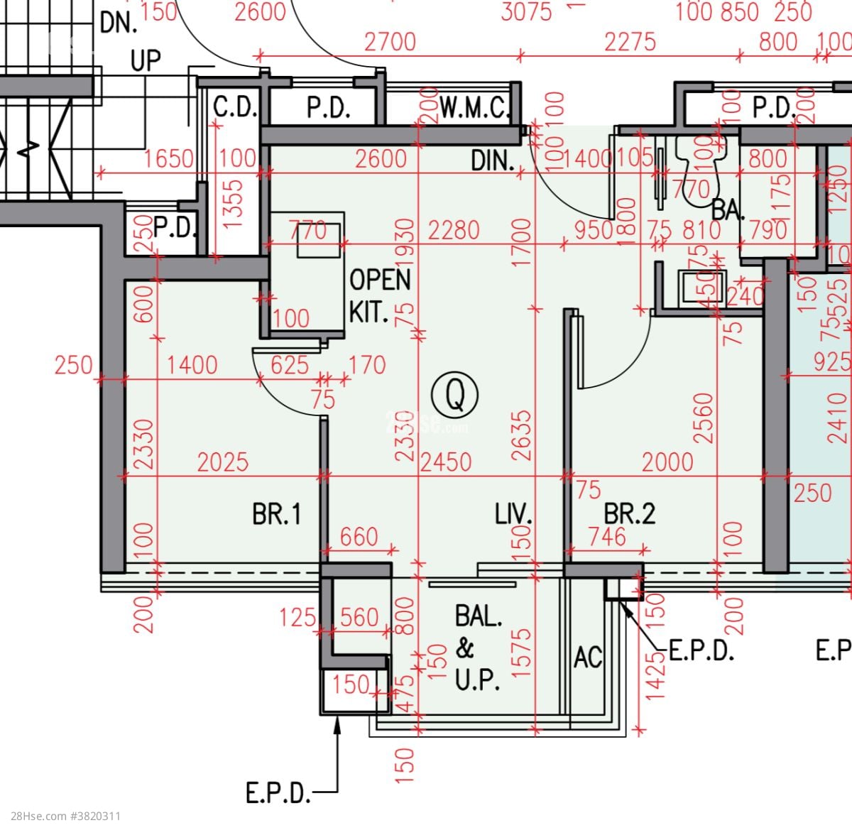 柏蔚森 租盤 2 房 , 1 浴室 382 平方呎