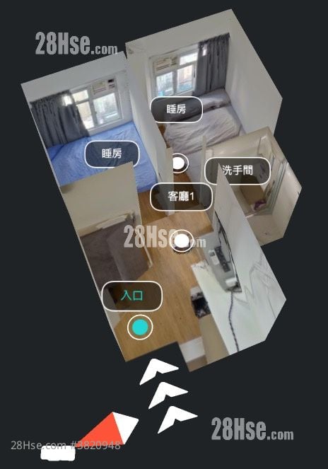 冠景樓 租盤 2 房 , 1 浴室 250 平方呎