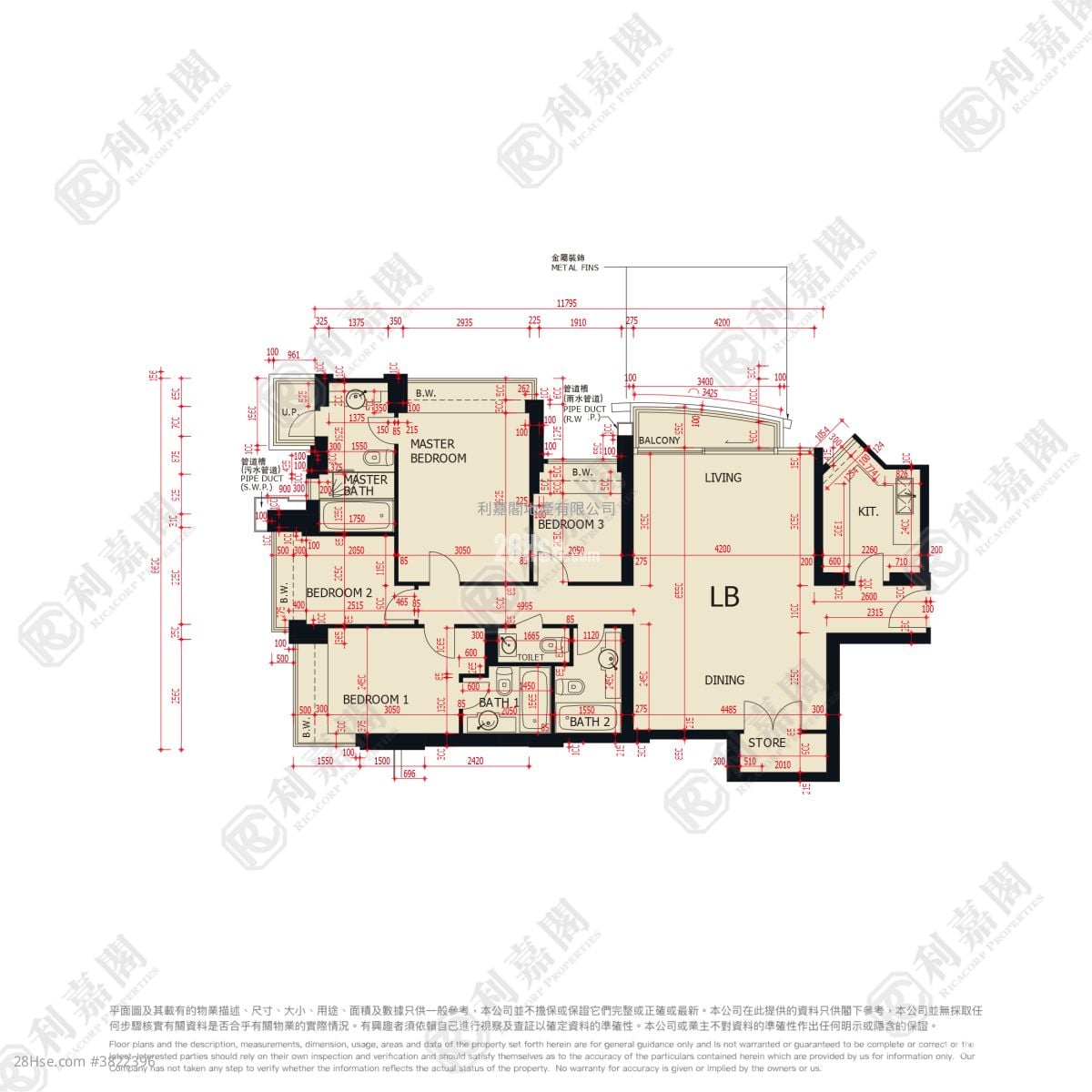 緻藍天 租盤 4 房 , 4 浴室 1,135 平方呎