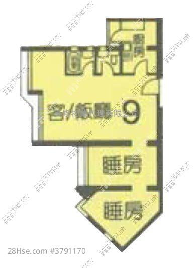 裕明苑 售盤 3 房 , 1 浴室 649 平方呎