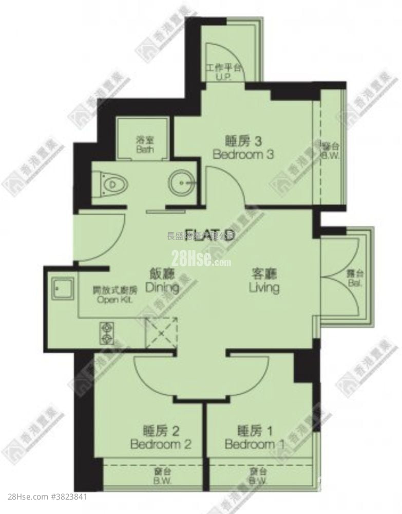 南昌一号 租盘 3 房 , 1 浴室 418 平方尺