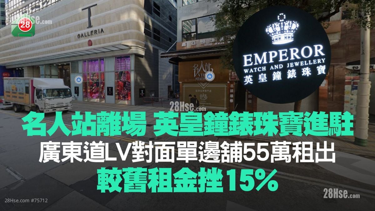 名人站離場 英皇鐘錶珠寶進駐！廣東道LV對面單邊舖55萬租出 較舊租金挫15%