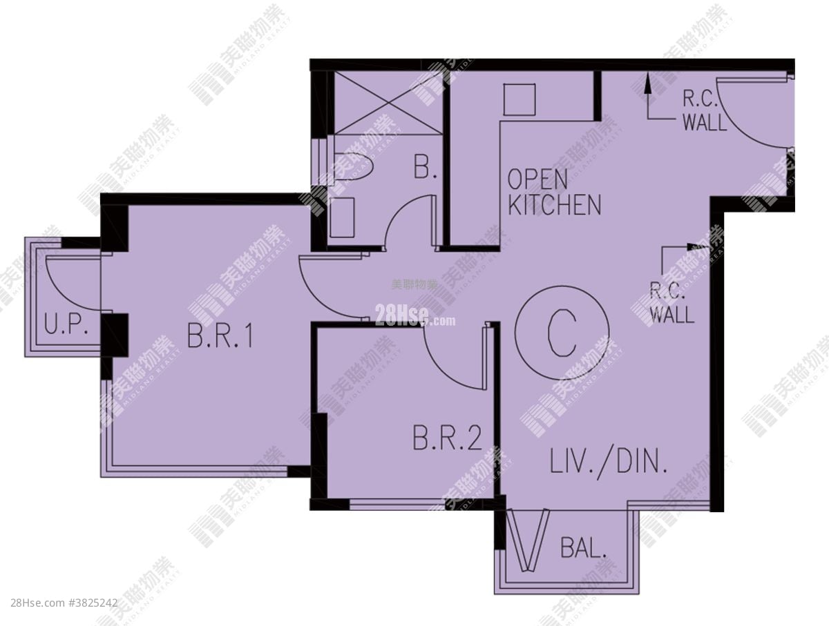 映御 租盤 2 房 , 1 浴室 487 平方呎