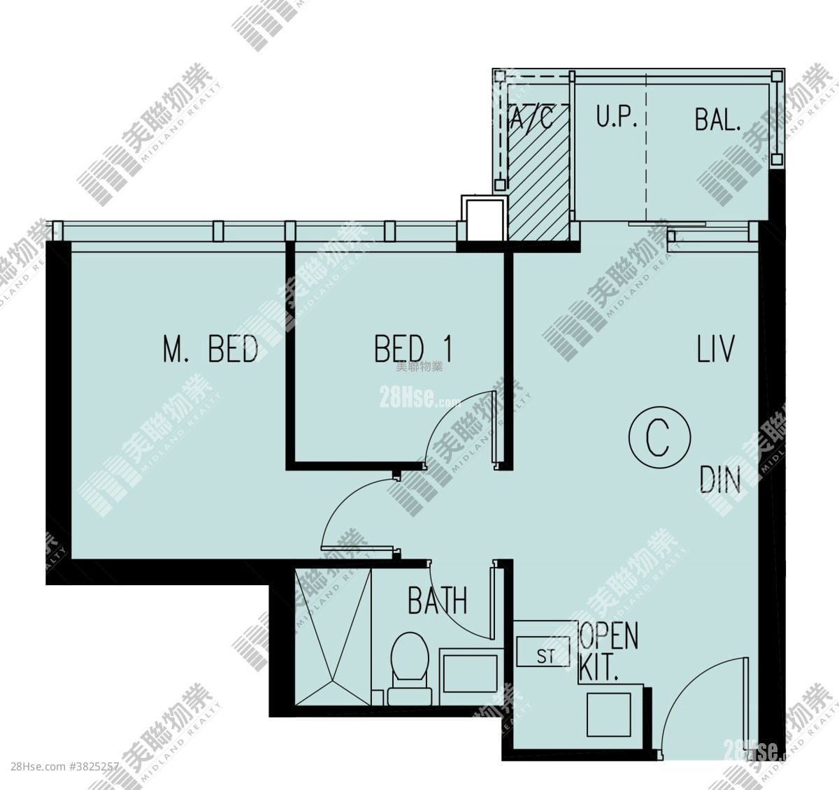 朗天峰 租盘 2 房 , 1 浴室 387 平方尺