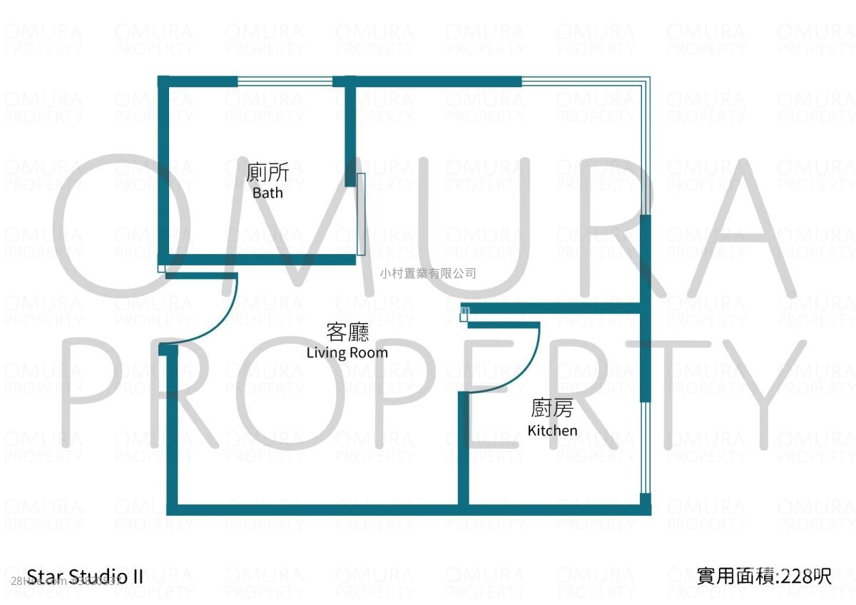 Star Studios 租盤 開放式間隔 , 1 浴室 228 平方呎