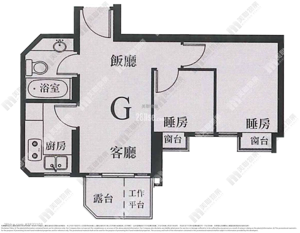 君傲灣 租盤 2 房 , 1 浴室 452 平方呎