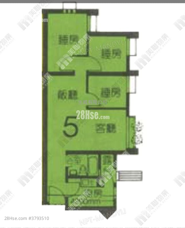 錦龍苑 售盤 3 房 , 1 浴室 554 平方呎