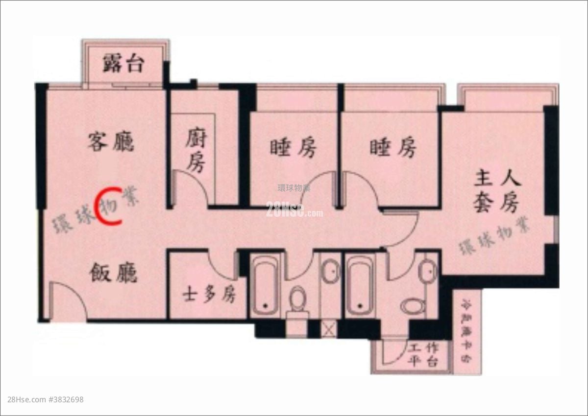 宝雅山 租盘 3 房 , 2 浴室 712 平方尺