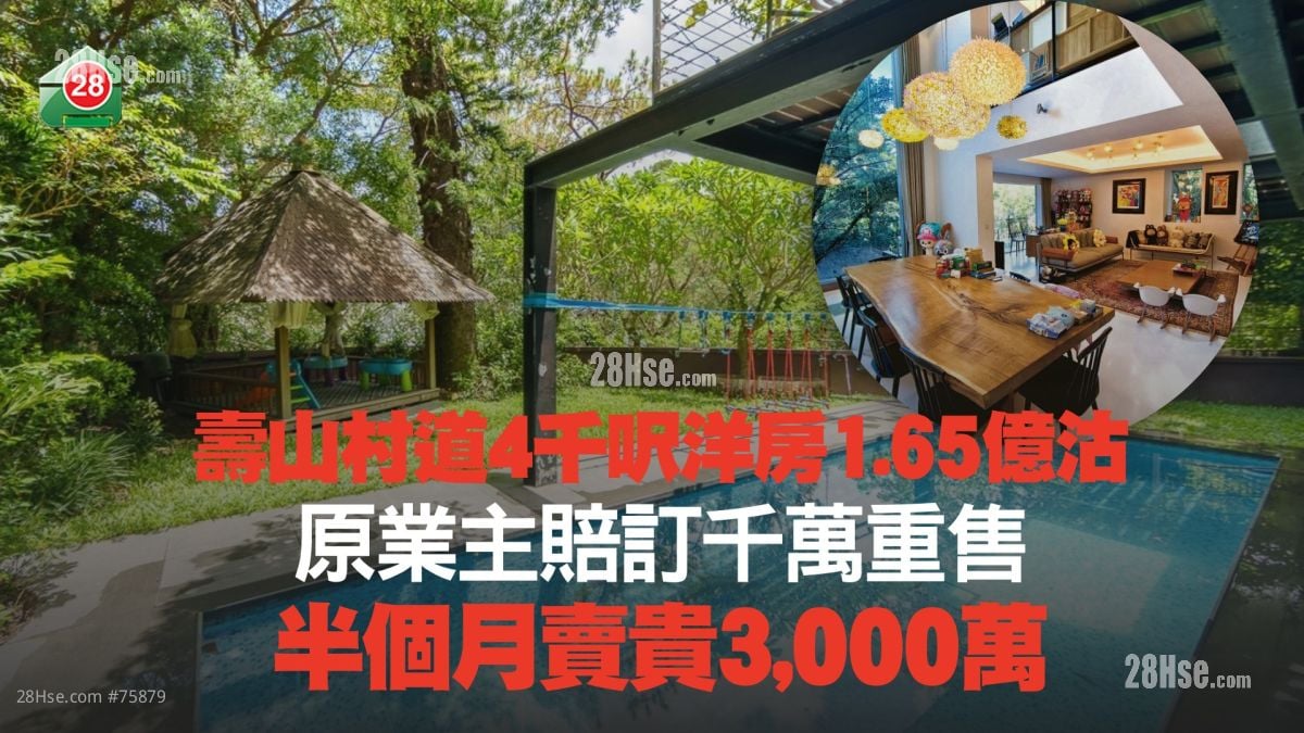 寿山村道4千尺洋房1.65亿沽 原业主赔订千万重售 半个月卖贵3,000万