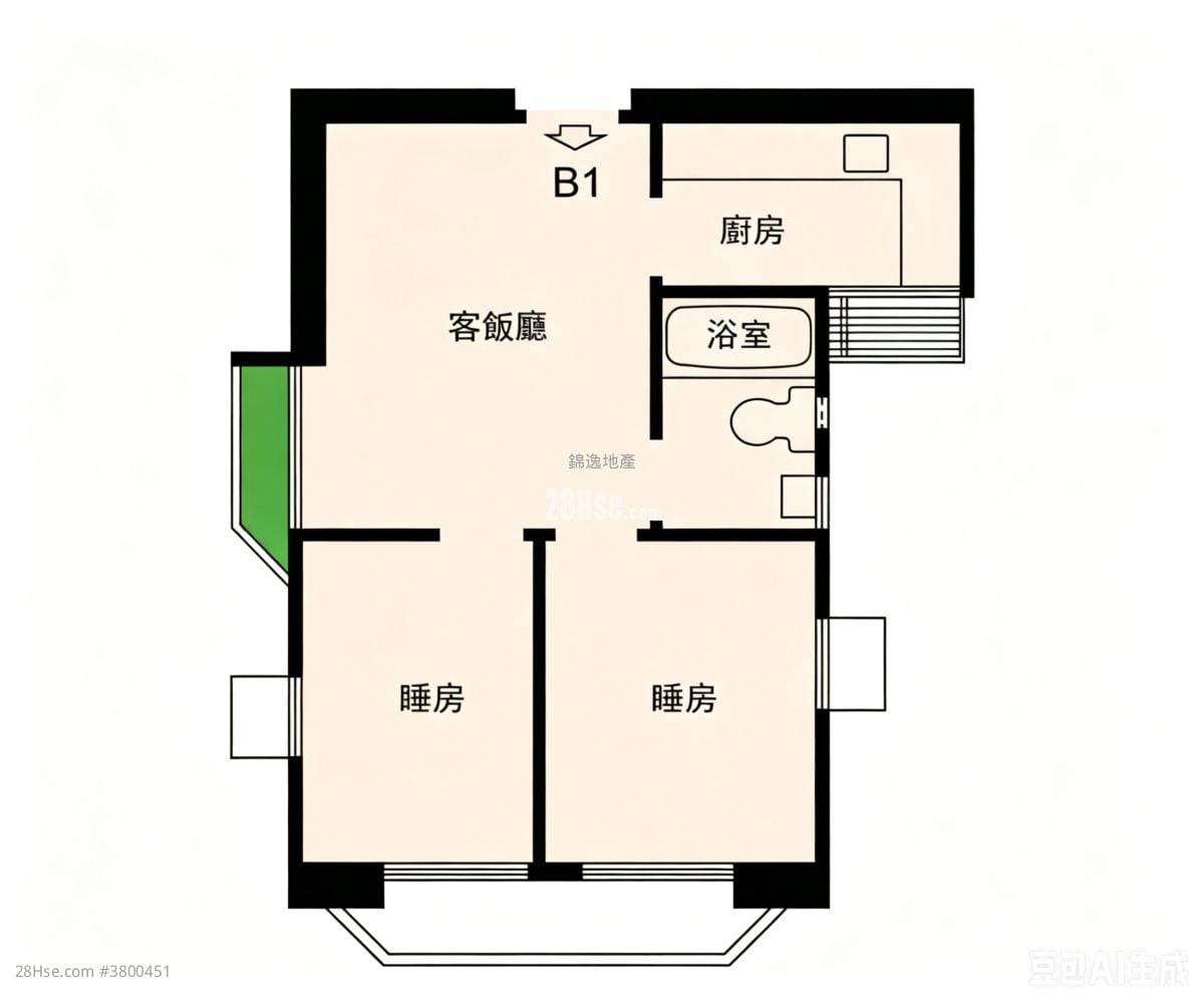 寶湖花園 售盤 2 房 , 1 浴室 343 平方呎