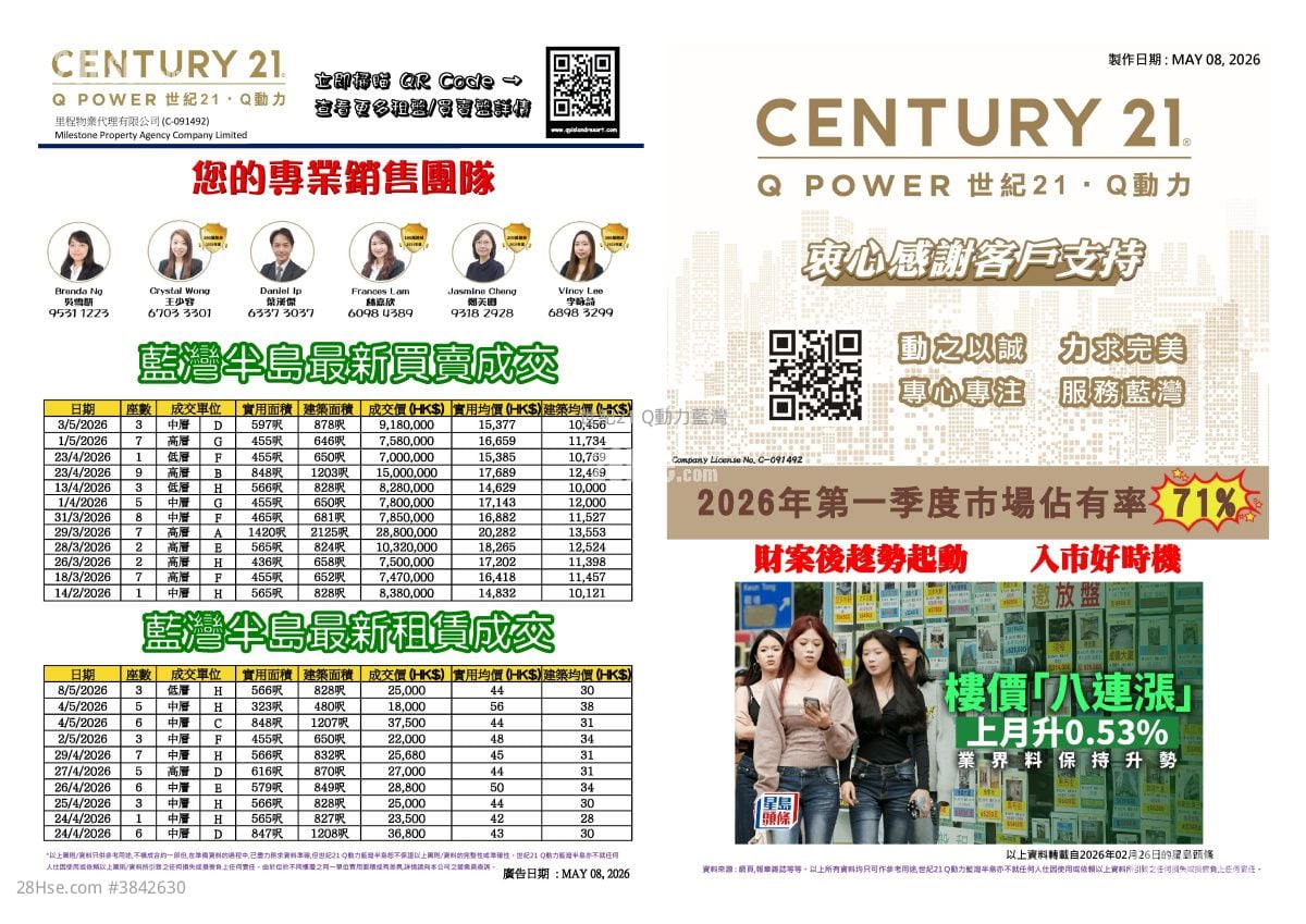 藍灣半島 售盤 3 房 , 2 浴室 604 平方呎