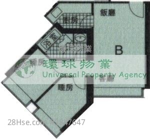 高逸華軒 租盤 2 房 , 1 浴室 450 平方呎