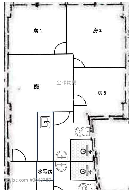 聯德大廈 租盤 4 房 , 2 浴室 564 平方呎