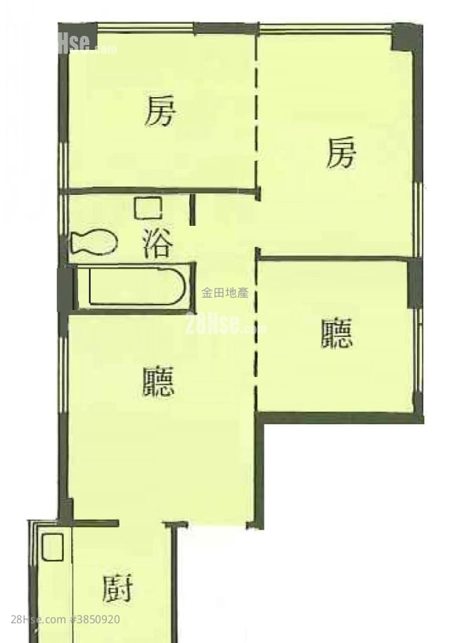 宏光樓 租盤 2 房 , 1 浴室 386 平方呎