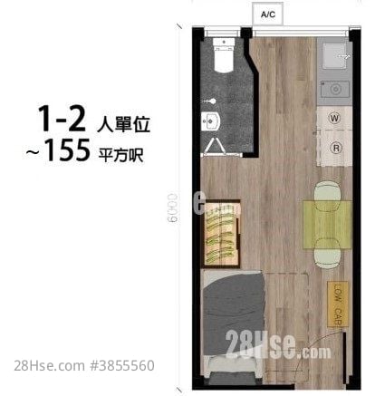 啟德‧東寓 租盤 開放式間隔 , 1 浴室 180 平方呎