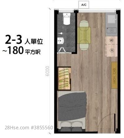 啟德‧東寓 租盤 開放式間隔 , 1 浴室 180 平方呎