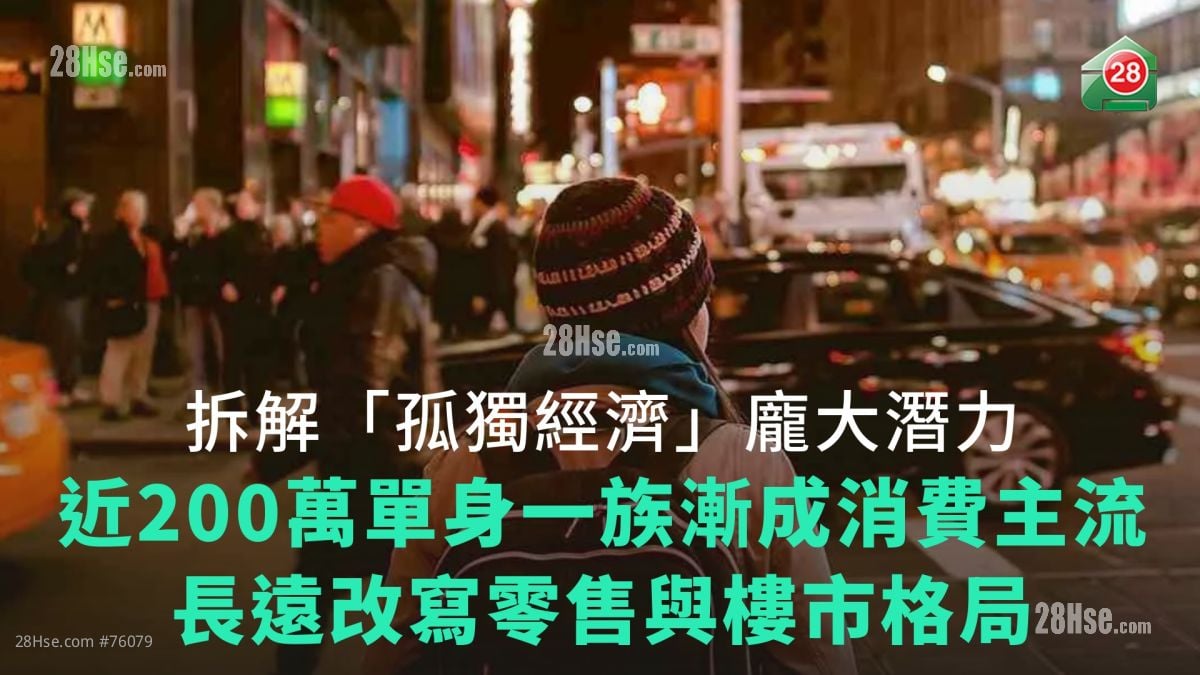 拆解「孤獨經濟」龐大潛力｜近200萬單身一族漸成消費主流｜長遠改寫零售與樓市格局