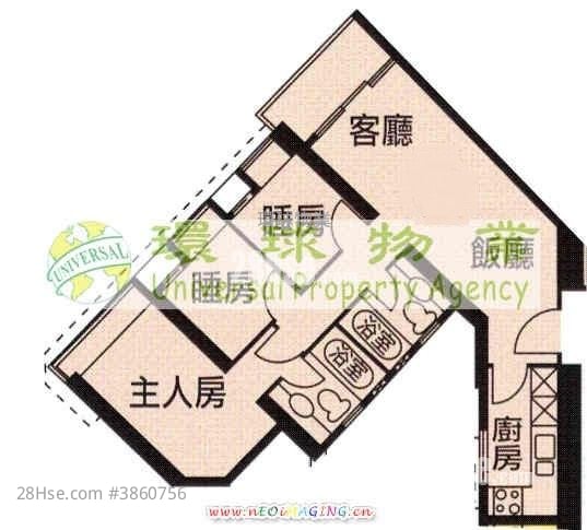 泓都 售盤 3 房 , 2 浴室 663 平方呎