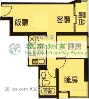 泓都 租盘 2 房 , 1 浴室 530 平方尺