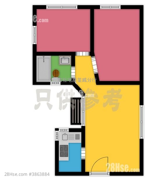 荃威花園 售盤 2 房 , 1 浴室 436 平方呎