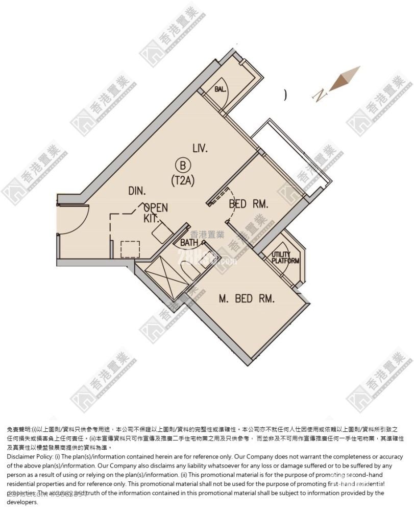 港島南岸 租盤 2 房 , 1 浴室 476 平方呎