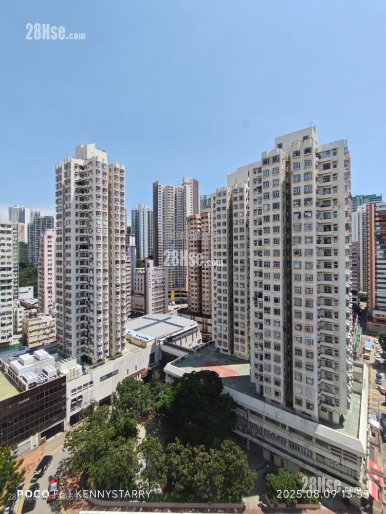 大廈外觀: 富麗花園昌富閣兩房售418萬。