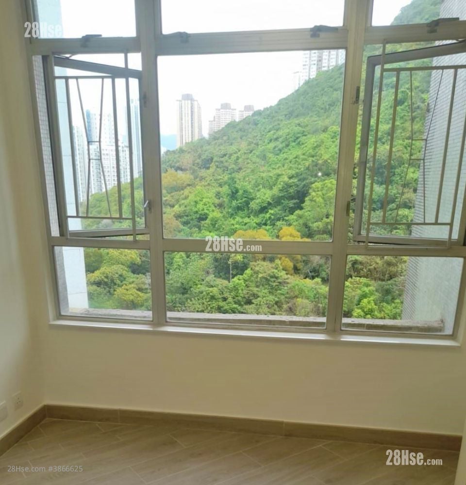living room: green mountain view