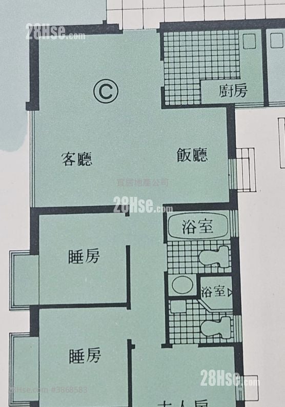 新翠花園 售盤 3 房 , 2 浴室 610 平方呎