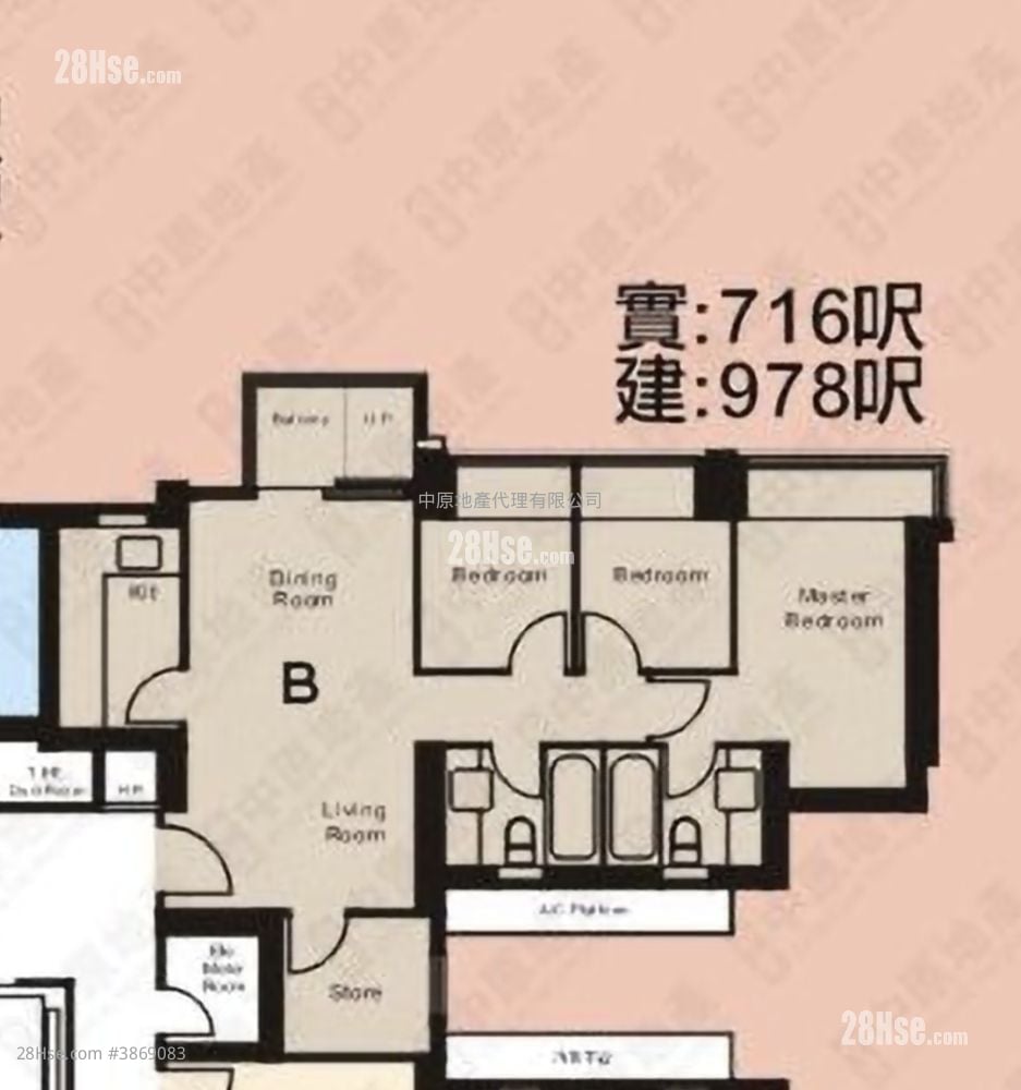 海峯 售盘 4 房 , 2 浴室 716 平方尺