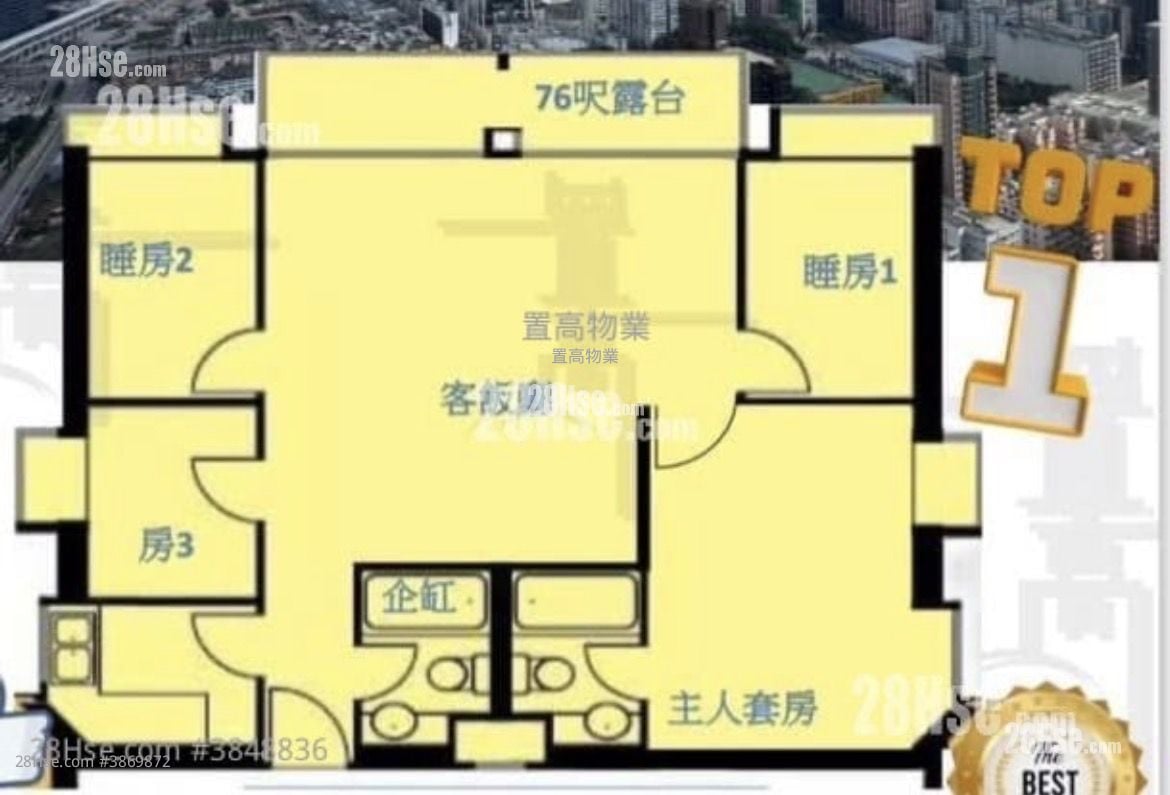 傲雲峰 售盤 4 房 , 2 浴室 452 平方呎