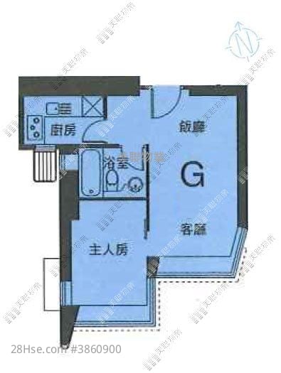 蓝天海岸 租盘 1 房 , 1 浴室 388 平方尺