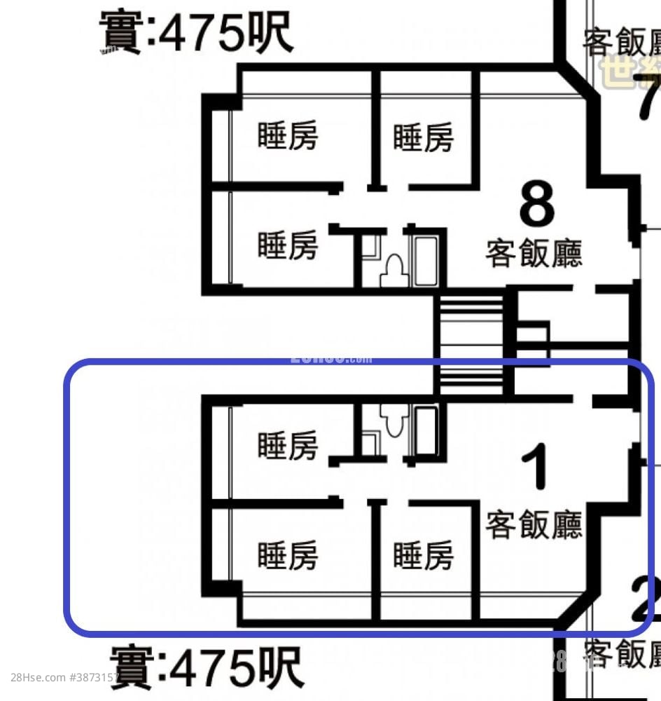 希爾頓中心 租盤 3 房 , 1 浴室 475 平方呎