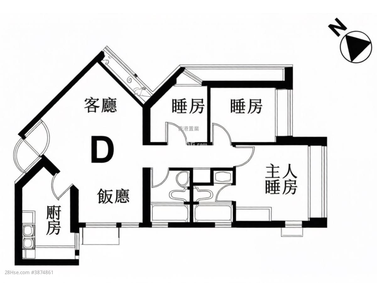 海怡半島 售盤 3 房 , 2 浴室 640 平方呎