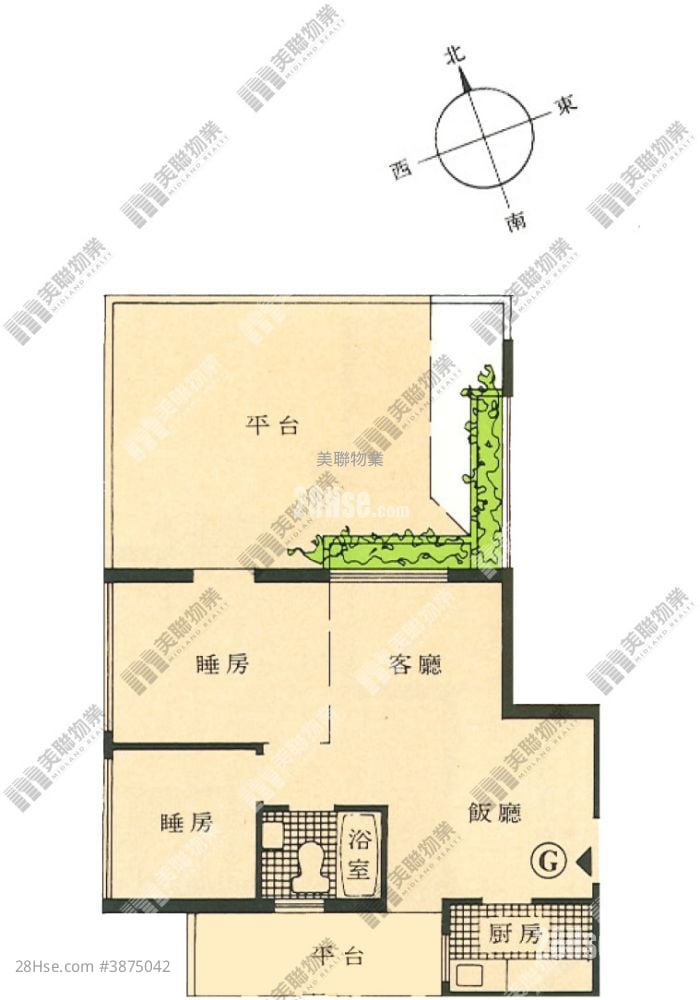 荃湾中心 售盘 2 房 , 1 浴室 377 平方尺