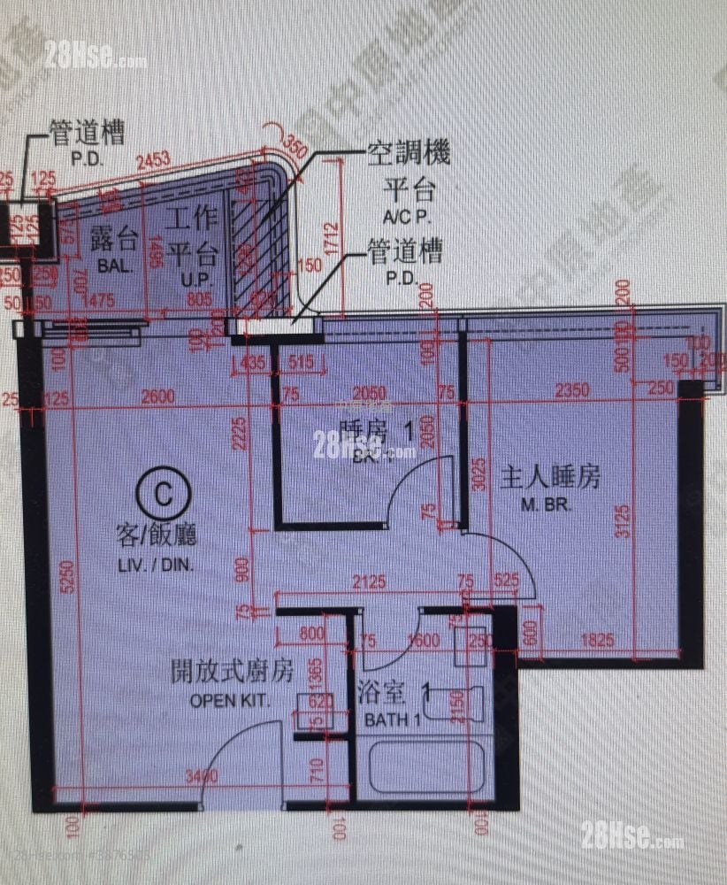 One Victoria Rental 2 Bedrooms , 1 Bathroom 459 ft²