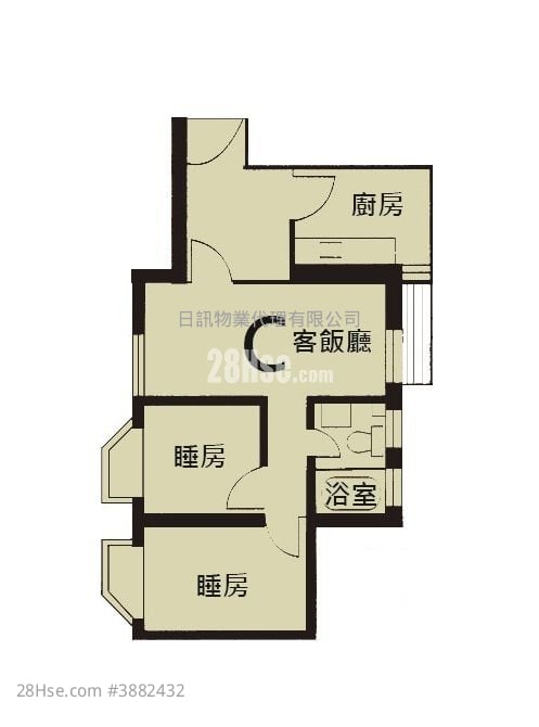 海灣花園 售盤 2 房 , 1 浴室 474 平方呎