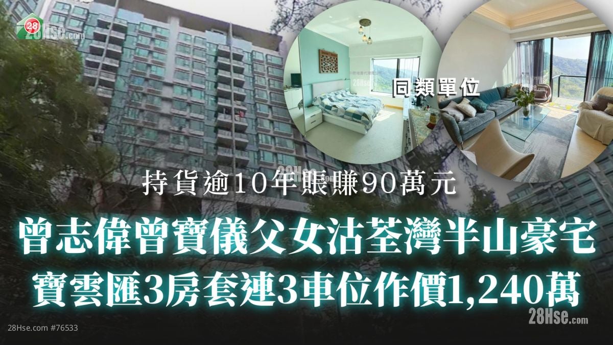 曾志偉曾寶儀父女1,240萬沽荃灣寶雲匯 持貨逾10年賬賺90萬元