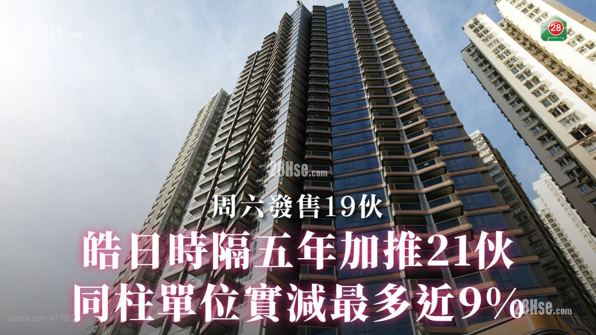 皓日時隔五年加推21伙｜同柱單位實減最多近9%｜周六發售19伙
