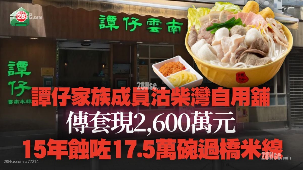 譚仔家族成員沽柴灣自用舖 傳套現2,600萬元 15年蝕咗17.5萬碗過橋米線！