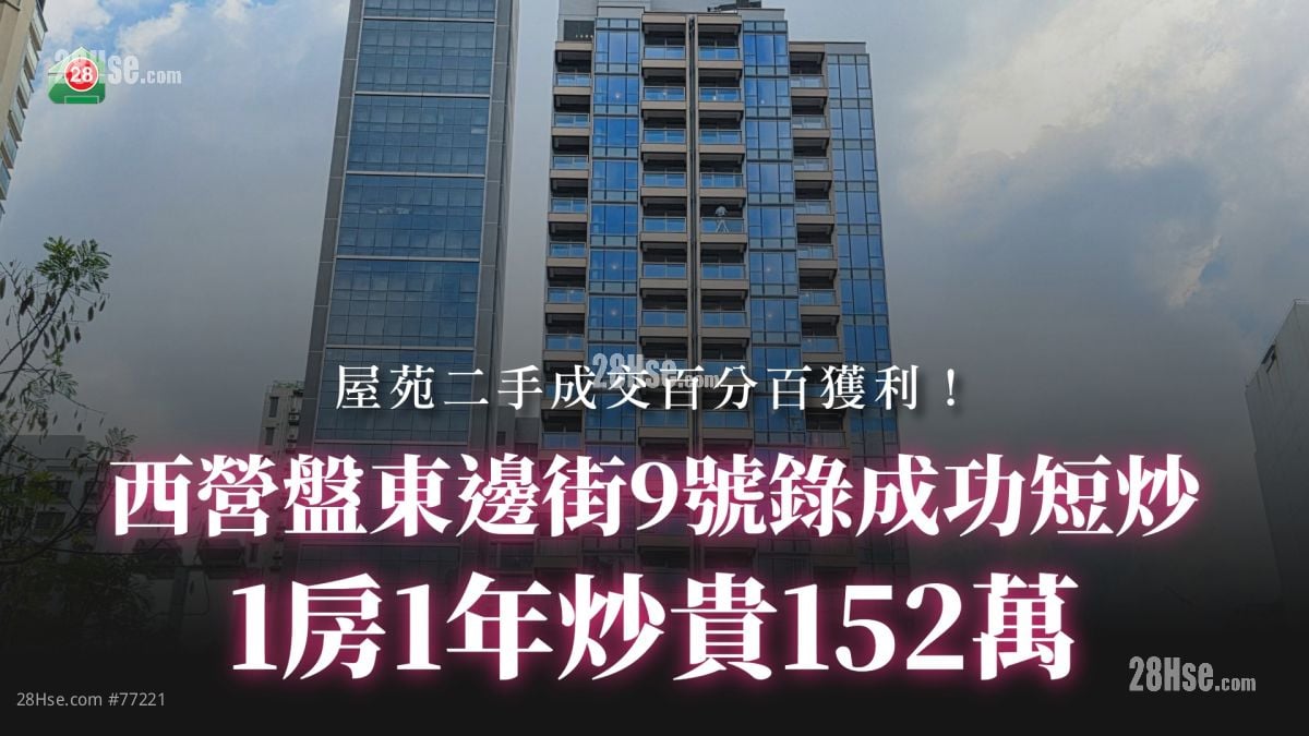 西营盘东边街9号1房1年炒贵152万 屋苑短炒百分百获利！